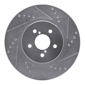 Subaru Impreza Brake Rotor (1) - Front Right - R1 Concepts - Drilled & Slotted - Silver - `17-`23